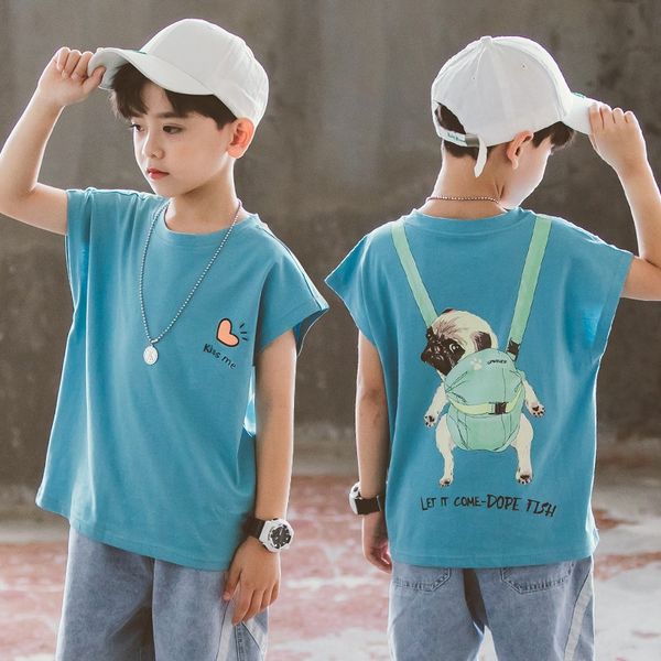 

одежда ubujv мальчик с короткими рукавами летом 2020 новых детской детской футболка трусы top underpantsin большой стильной рубашки, Blue