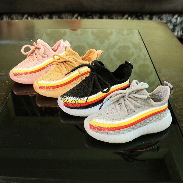 

coconut children's sneakers autumn 2020 new children's luminous coconut shoes boys and girls shining shoes kids shoe sports, Black