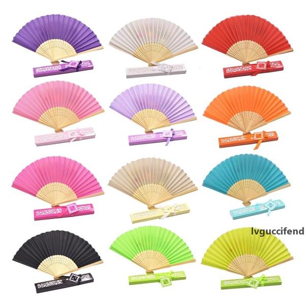 

silk bamboo solid color hand fans folding dance fan home wedding decor party event favors gift chinese japanes style