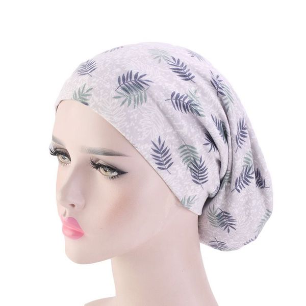 

cotton and satin bonnet night head cover hair loss cap with elastic band for lady flower printed muslim turban sleeping cap, Black