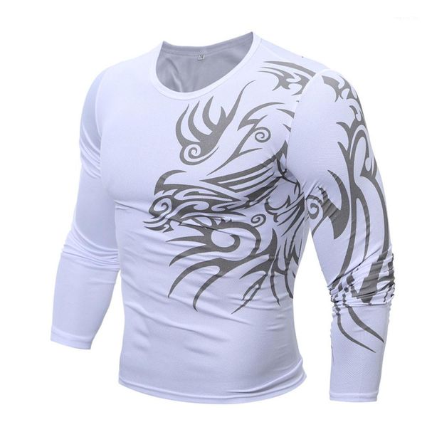 

homme tees mens designer o-neck tattoo tshirts long sleeve skinny mens fashion slim contrast color, White;black
