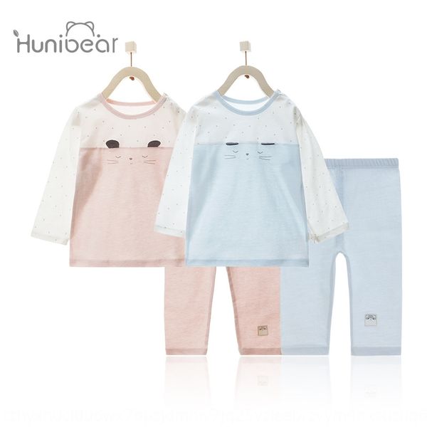 

baby long-sleeved air conditioning home set cotton pajamas boys' clothes girls' split thin air conditioning clothes