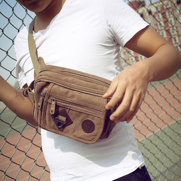 

canvas running large capacity crossbody multifunctional waist men's and women's leisure leisure canvas casual bag casual bag