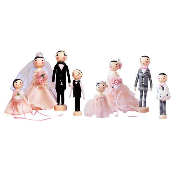 

8 pieces/2 sets cute wedding dolls ornaments - 2 styles