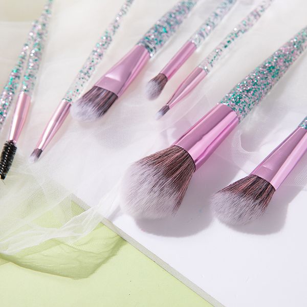 

10pcs makeup brush face powder foundation brush synthetic hair crystal handle woman make up kits cosmetic tools