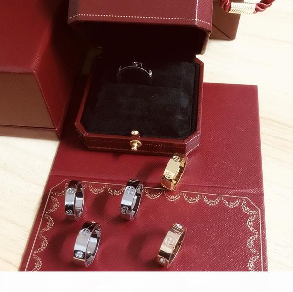 

love rings women's men's titanium steel silver rose gold love ring for lovers couple screw rings with original box gift