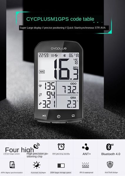 

ukvyq cycplus gps code multifunctional luminous waterproof wireless bicycle bicycleluminous bicycle code meter speedometer heart rate monito