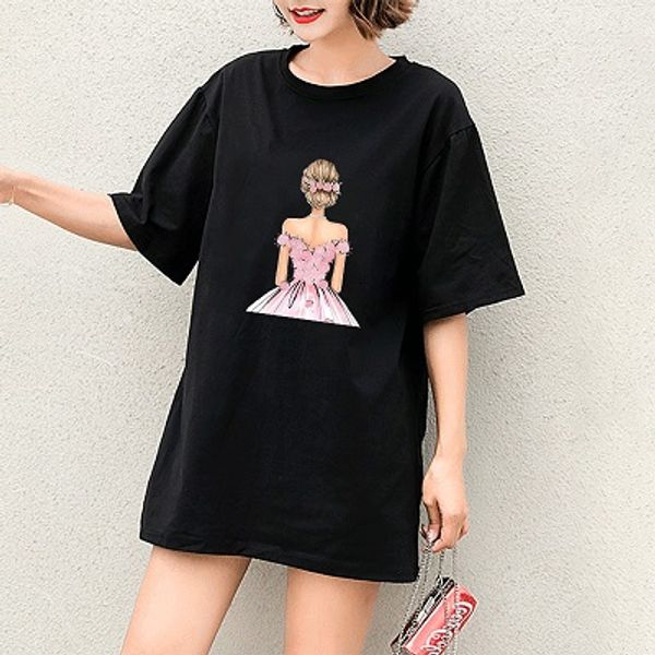 

women fashion t-shirts girls tees breathable short sleeves women summer girls back view print tees shirts fashion style, White