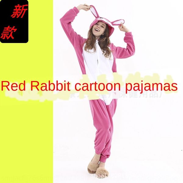 

animal clothes clothes home furnishing clothing rose red rabbit theme cartoon conjoined pajamas cute kangaroo fleece couple home wear, Blue;red