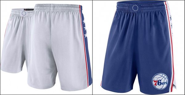 

philadelphia 76ers men white blue nba swingman basketball shorts, Black