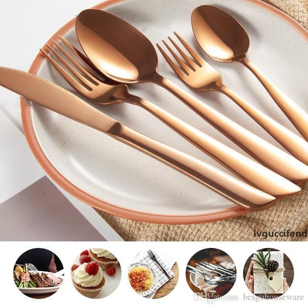 

portable dessert fork lunch dinnerware set 5 pcs/set stainless steel western steak cutlery knife spoon set travel colorful bh1527 tqq