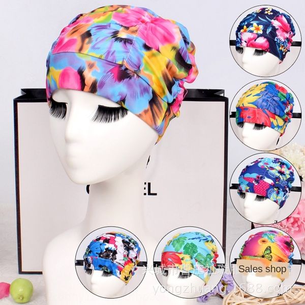 

large pleated solid color popular color plus size spring swimming cap low price swimming cap