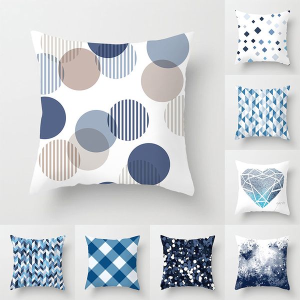 

new blue geometric cushion peachskin sofa decorative cushions pillow cover 45*45cm for home living rome throw pillow case