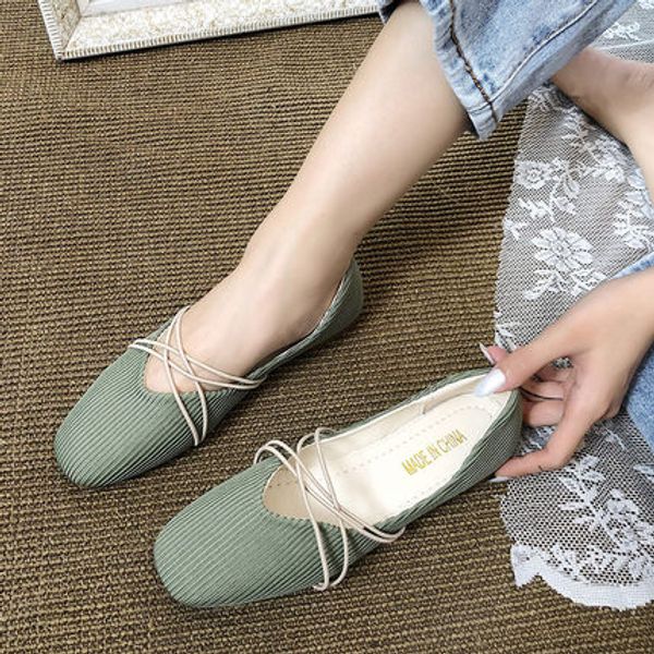 

single shoes women's summer 2020 new square head flat bottom grandma shoes shallow mouth fashion peas tide, Black