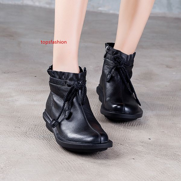 

vallu 2019 winter latest original leather shoes women short boots round toes casual female lace up ankle booties 004, Black;green