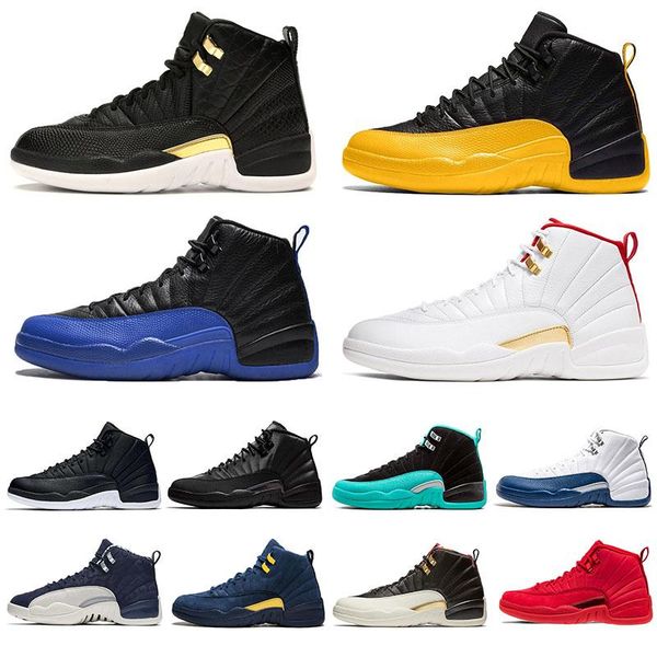 

new men basketball shoes 12s game royal 12 fiba hyper jade michigan cny french blue white triple black mens athletic sports sneakers