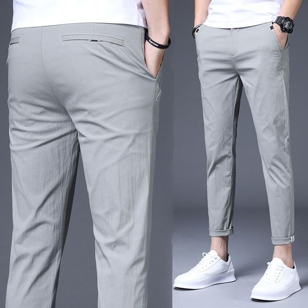 

men's slim fit casual pants summer street wear skinny gentlemen trousers kg-22, Black