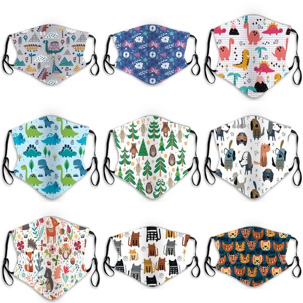 

kids cartoon mask print child mouth masks ice silk anti-dust masks breathing pm2.5 face mask er for girls boys gga3325-11#755