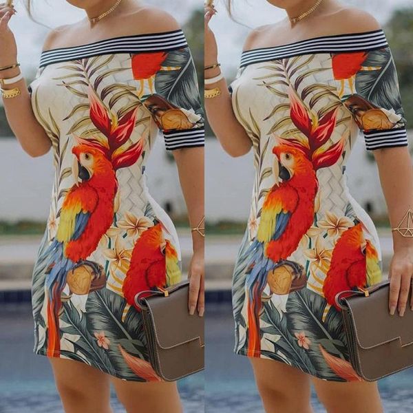 

женщина платье cold shoulder bird печать половина рукава мини платье вечерние платья партии vestidos платья для женщин vestidos de mujer, White;black