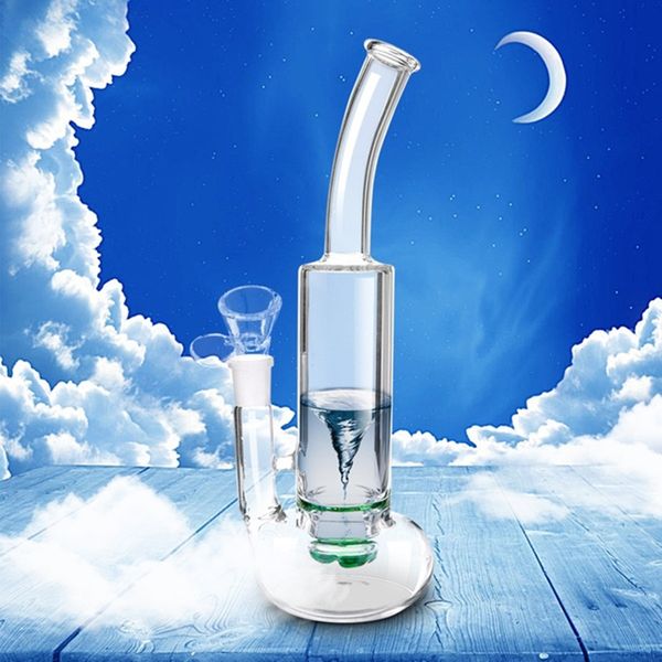 10,6 polegadas Tornado água Vortex rotação Cachimbo de vidro Copos Herb fumar narguilé tubo Frasco Com 18 milímetros bacia