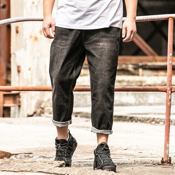 

m-6xl size men harem pants streetwear loose comfortable ankle-length trousers classic hip hop biker punk causal daily clothing, Black