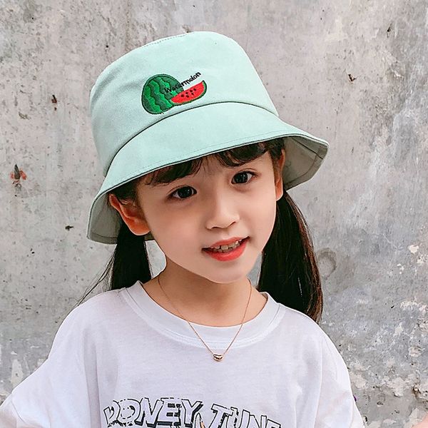 

new children's basin fruit fisherman cute bucket bucket fruit fisherman hat big edge sun hat cute net red, Blue;gray
