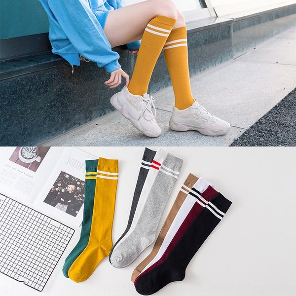 

vdu75 insstyle two-bar calf parallel bar stockings stockings stockingsearly autumn cotton mid-leg socks white black high-leg street knee-hig, Pink;yellow