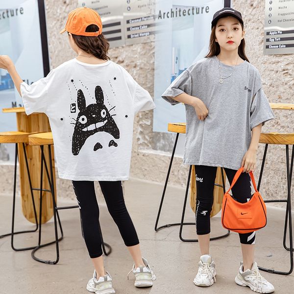 

nok0t girls girl summer two-piece set 15 years old' summer two-wear suit girls' student sports suit 13-year-old girls' short