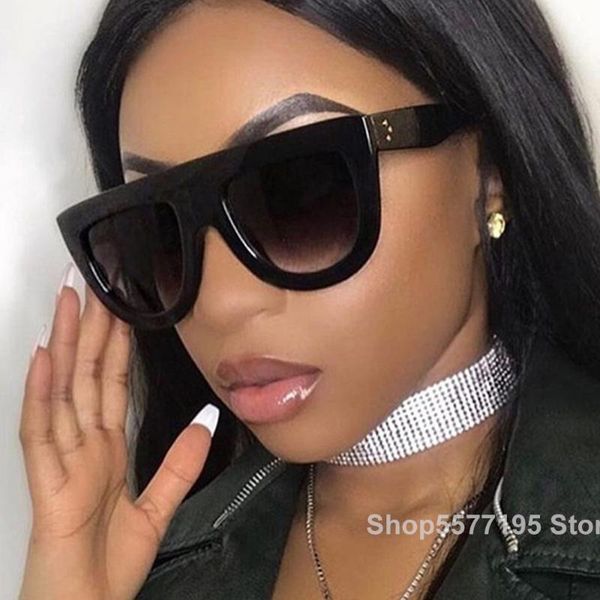 

2020 trendy brand designer vintage flat sunglasses women rivet shades sun glasses for female big square eyewear, White;black