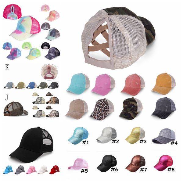 

ponytail baseball cap tie dye sequins messy bun criss cross snapback caps summer sun visor outdoor party hat dda68