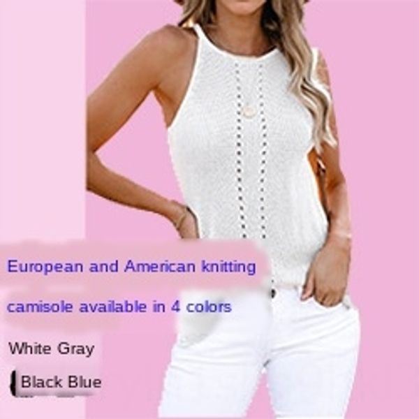 

sleeveless women 2020 new wear round neck knitted shoulder vest shoulder strap vest women's top, Camo