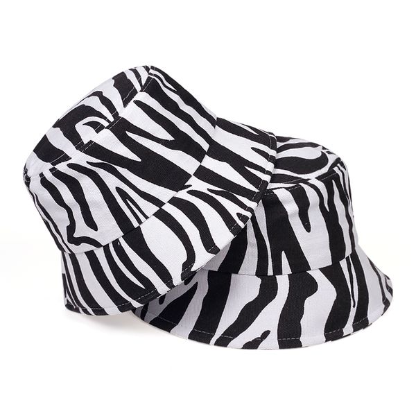 

fashion summer cotton bucket zebra striped print fisherman hat hip hop outdoor travel sun for men women, Blue;gray