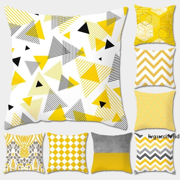 

peach skin sofa office cushion cover geometry printed yellow color pillowcase 45 cm pillow case factory direct 4sxb e1