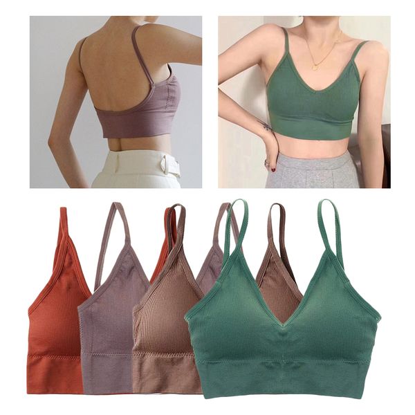 

4pcs women's padded bralette seamless wirecomfort bra camisole set, Red;black