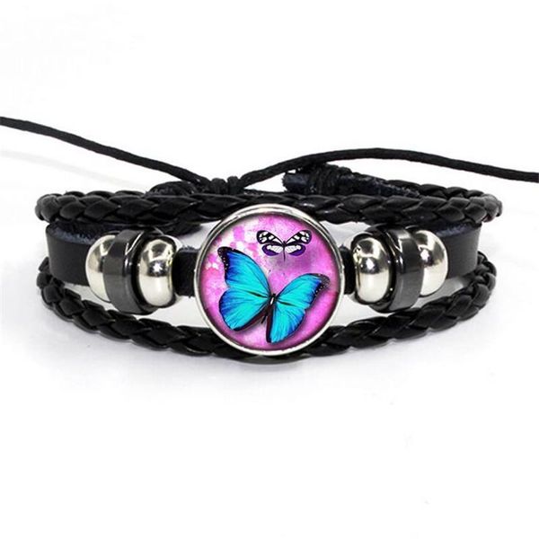 

2 pieces vintage leather rope woven combination black leather braceletb8