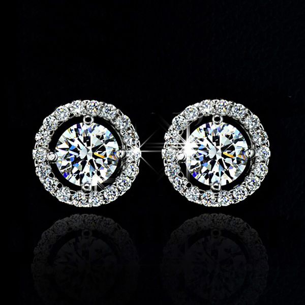 

boeycjr 925 silver 0.3/0.5/1ct f color moissanite vvs fine jewelry diamond stud earring with national certificate for women gift, Golden;silver