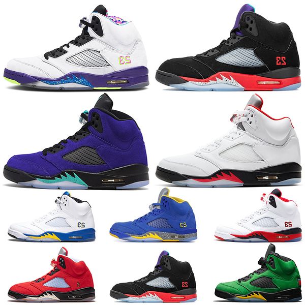 

jumpman 5 alternate purple grape 5s fire red mens se oregon basketball shoes retro michigan mens designer trainers sneakers size 13