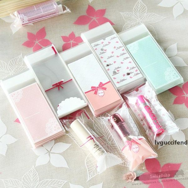 

lovely self-adhesive plastic bag candy bags clear jewelry barrette lipstick gift wrap bag wholesale 500pcs- 5*10 3cm