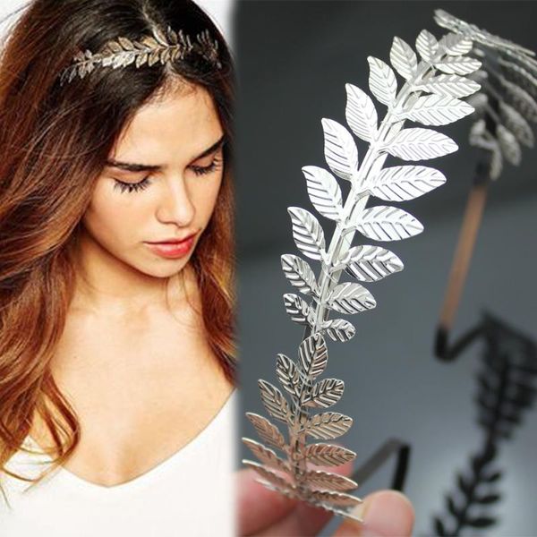 

roman leaf branch dainty hair crown tiara de noiva head dress boho alice band bridal bride wedding jewelry, Golden;silver