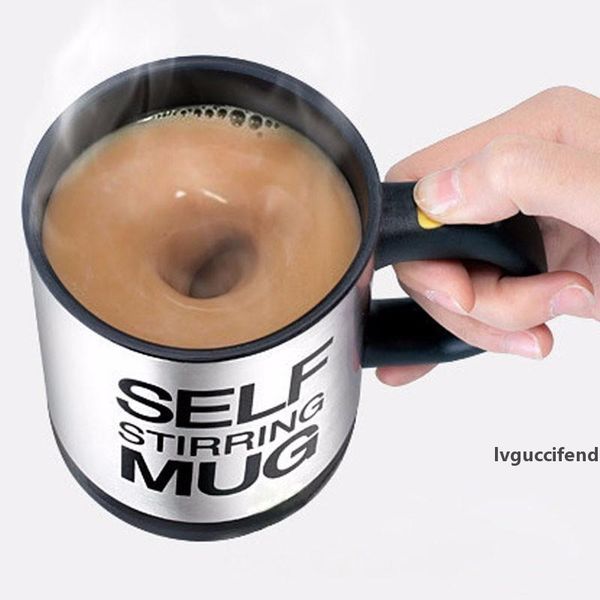 

400ml self stirring mug stainless steel mix coffee tea cup with lid automatic electric lazy coffee milk mixing auto stirring mug t200506