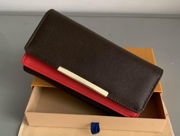 

2020 fashion designer clutch famous clutch genuine leather wallet with box dust bag#l56v65, Red;black