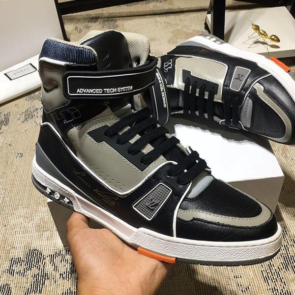 

luxury mens shoes luxury platform lace -up sports trainer sneaker boot mens shoes fashion type bottes hommes fashion fast ship, Black