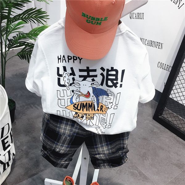 

t-рубашка детская одежда одежда мужская короткий рукав костюм лето 2020 новых детей летом футболка брюки двухсекционный комплект