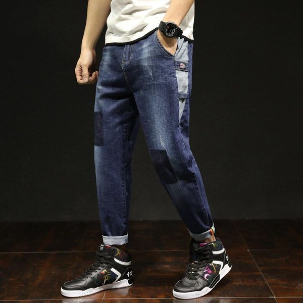 

new arrivals men's simple jeans slim version of the elastic denim pants causal trousers, Blue