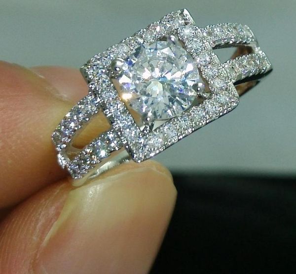 

Free shipping professional wholesale white topaz Fashion jewelry 10 kt white gold filled Gem women Wedding Ring gift