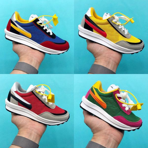 

2020 children sacai x ldwaffle kids running shoes boys girls green gusto sneaker waffle pine green sneakers sacai ldv waffle gym, Black