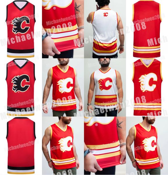 

calgary flames tank jerseys 2019 heritage classic matthew tkachuk johnny gaudreau sean monahan elias lindholm mark giordano mikael backlund, Black;red