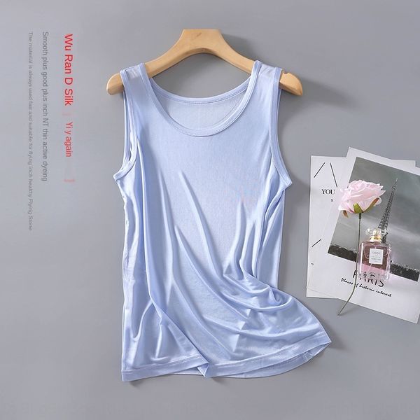 

жилет шелк свободных рукавов белье больших размеров трикотажных верхнее широкое плечо высокого класс шелковица вверх silkunderwear silkmen в, White;black