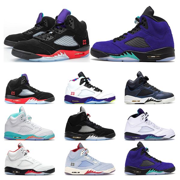 

mens trainers basketball shoes 5s alternate grape 3 fire red black metallic blue suede sports sneakers jumpman fashion outdoor