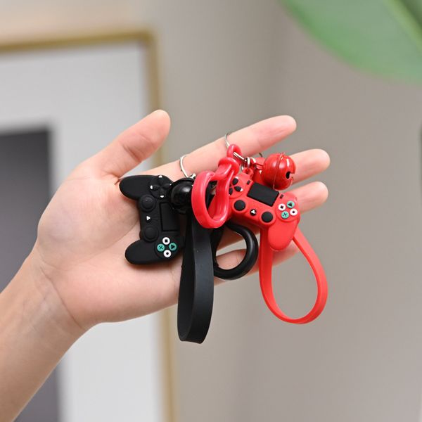 

designer pvc cartoon video game controller keyring key chains boyfriend joystick handle gamepad keychain perfect gift, Silver